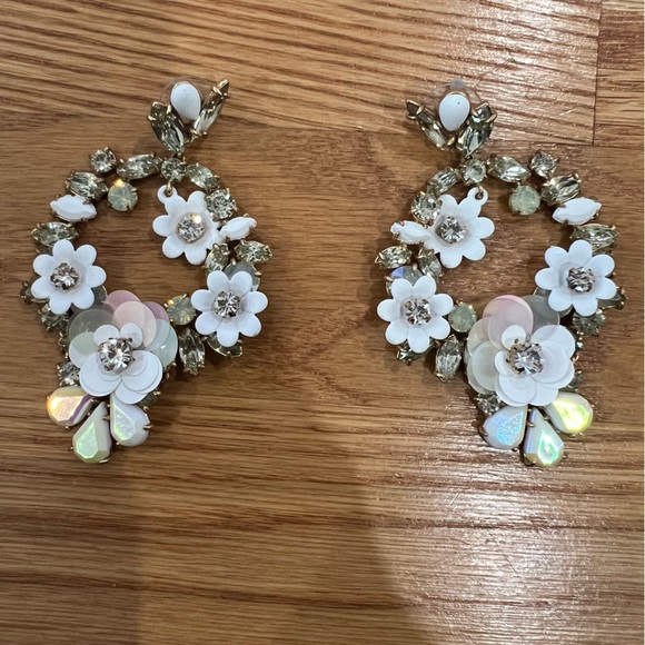 J. Crew Jewelry - J. Crew Aurora Borealis Floral and Rhinestone Drop Earrings